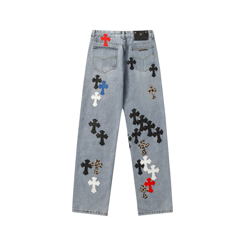 CHROME HEARTS Colorful Cross Jeans