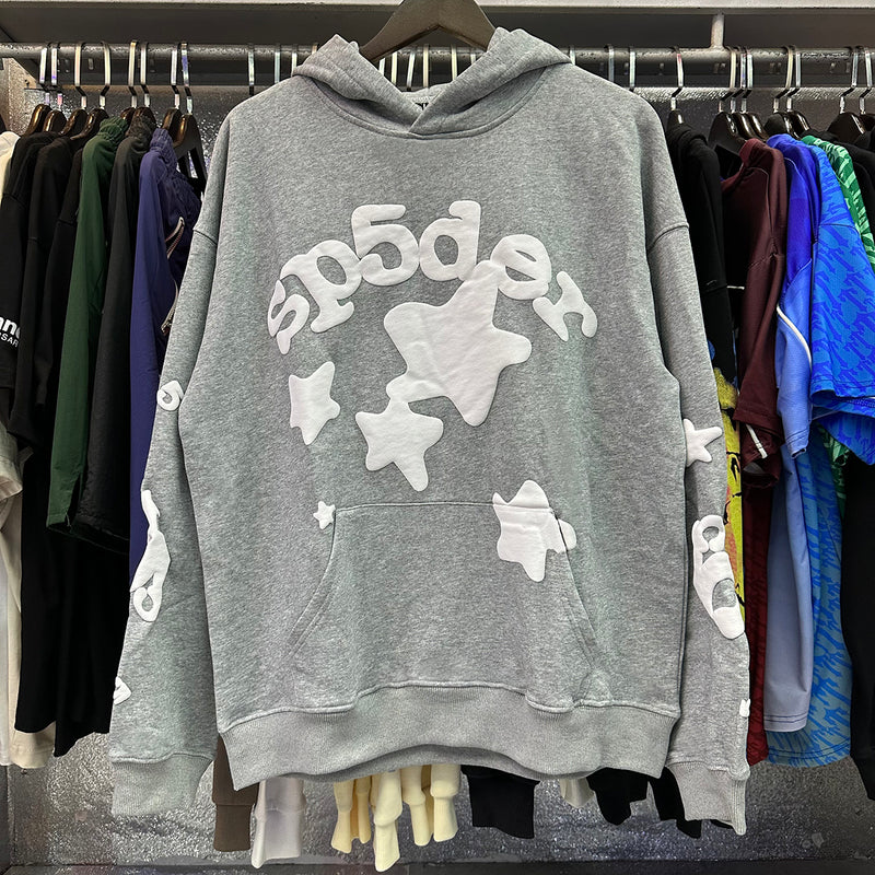 SP5DER "Stars" Gray Hoodie