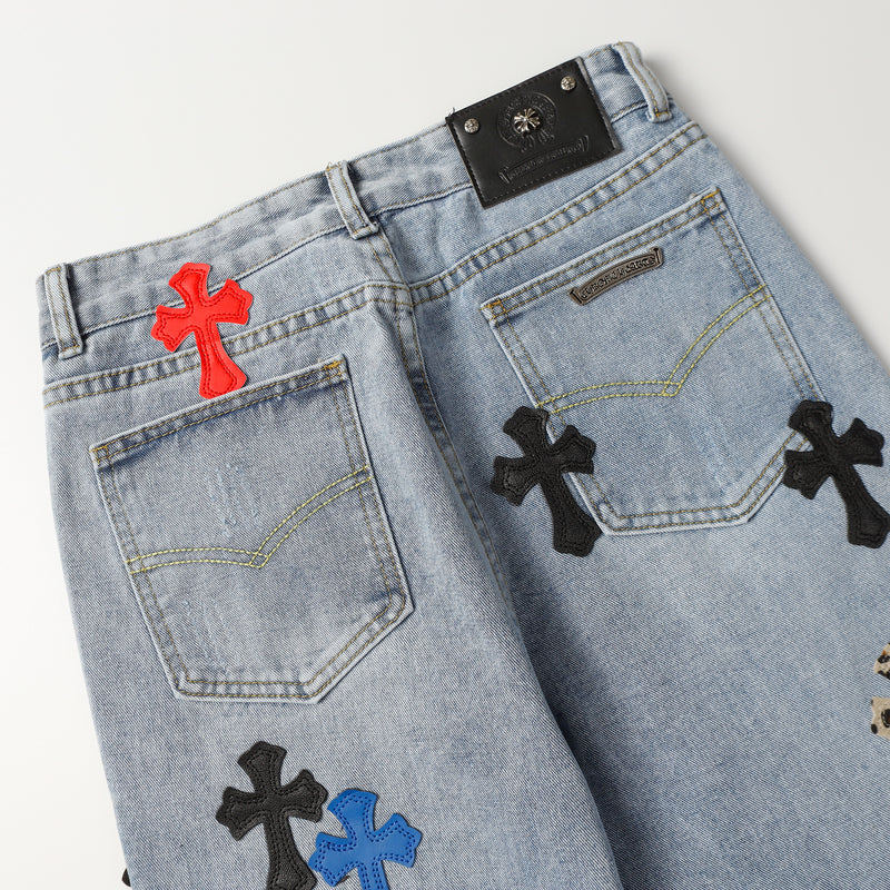 CHROME HEARTS Colorful Cross Jeans