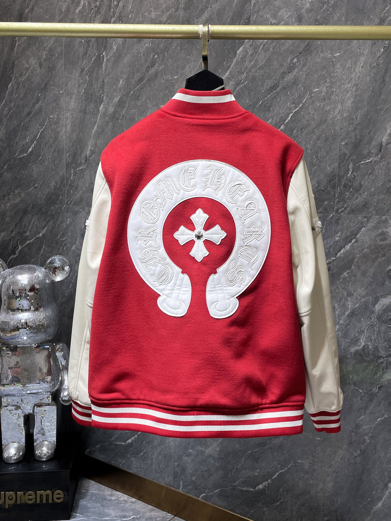 CHROME HEARTS Leather Jacket Red