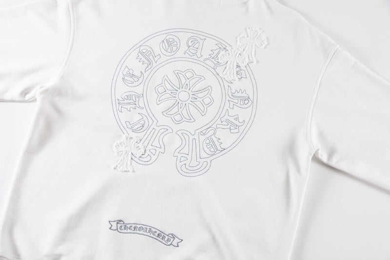 CHROME HEARTS Worn Out Crewneck White