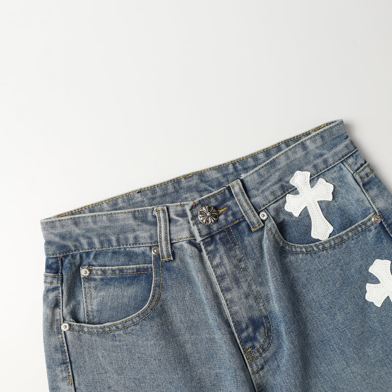 CHROME HEARTS White Cross Jeans