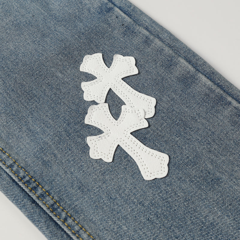 CHROME HEARTS White Cross Jeans