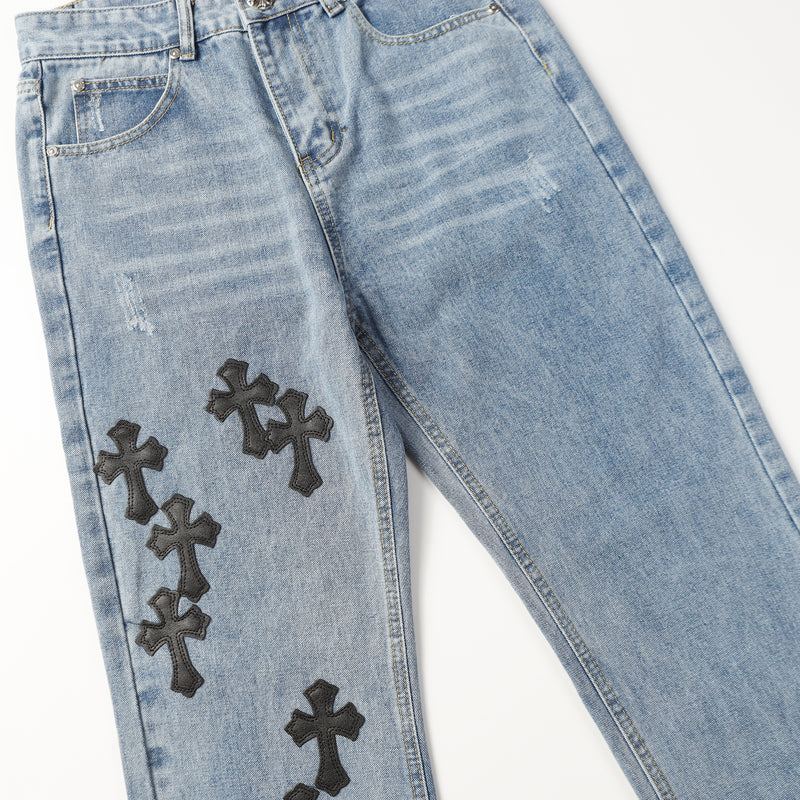 CHROME HEARTS Black Cross Jeans