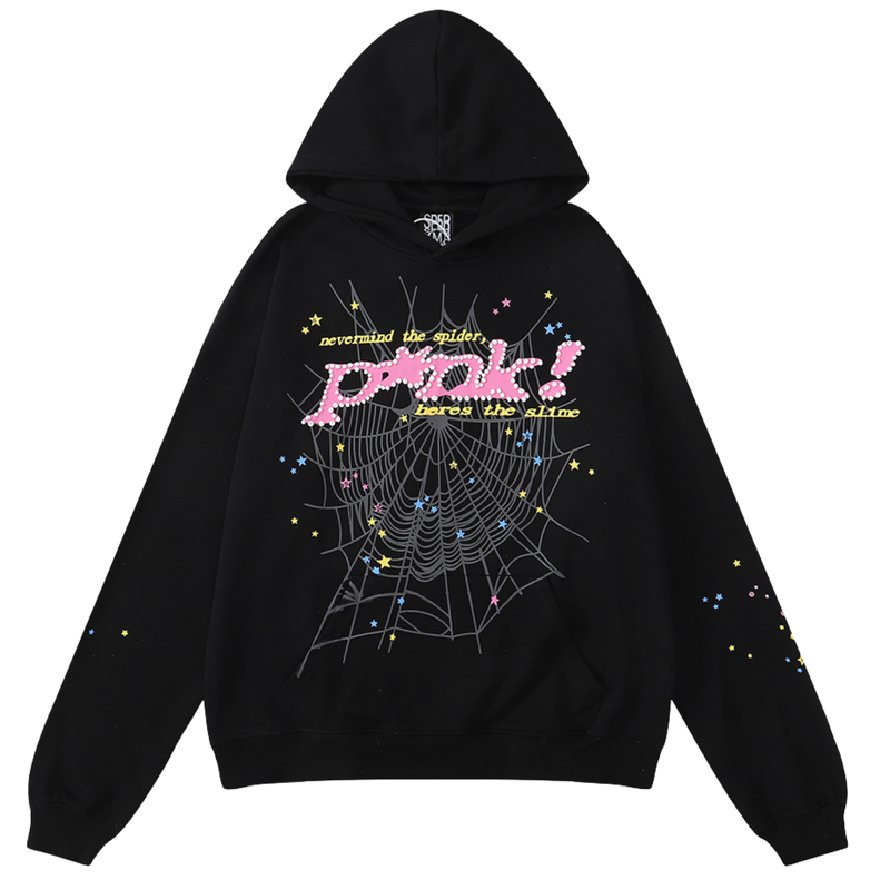 SP5DER "Pink!" Black Hoodie