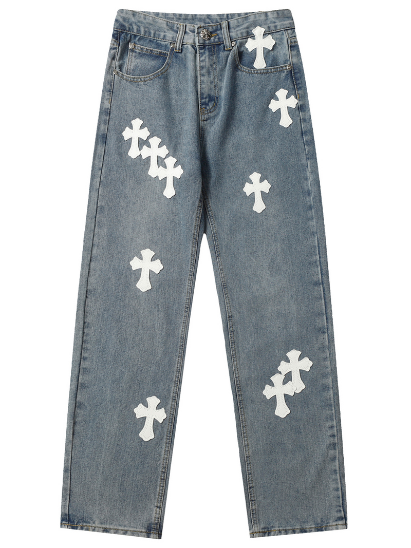 CHROME HEARTS White Cross Jeans