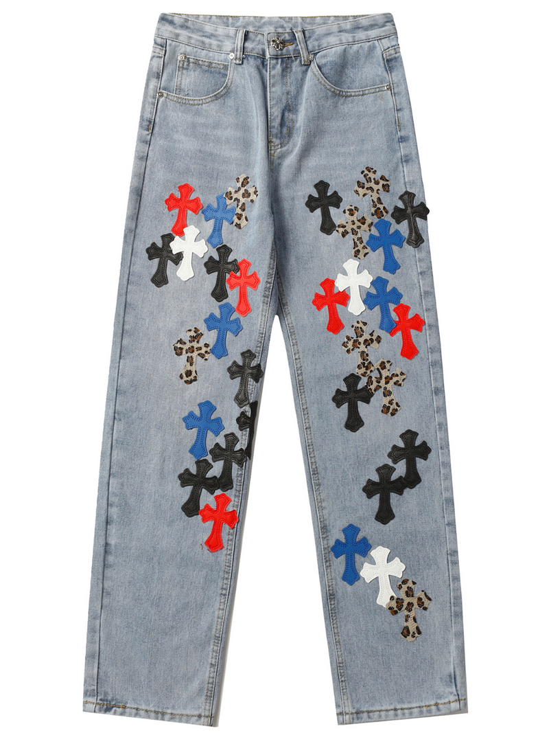 CHROME HEARTS Colorful Cross Jeans