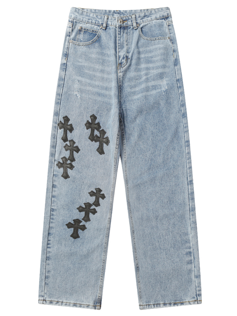 CHROME HEARTS Black Cross Jeans