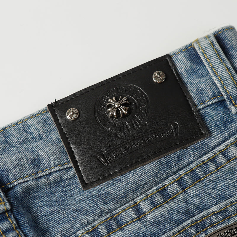 CHROME HEARTS White Cross Jeans