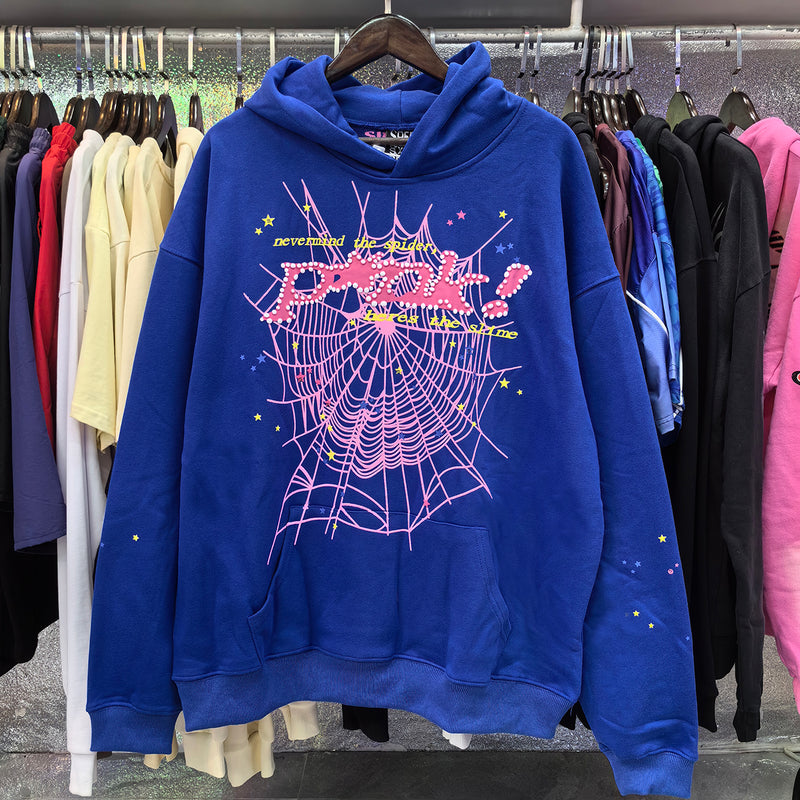 SP5DER "Pink!" Blue Hoodie