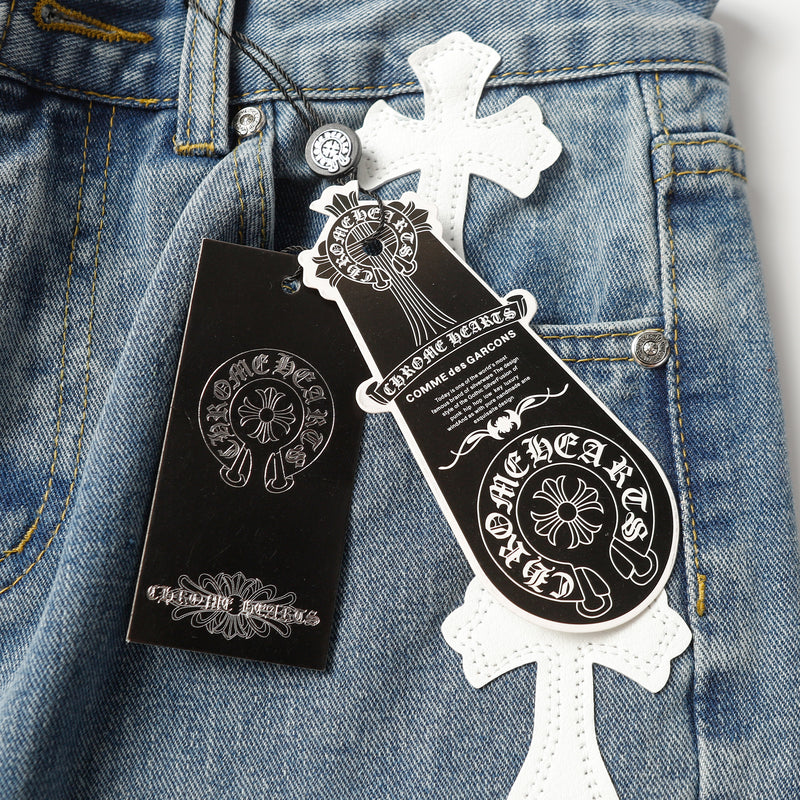 CHROME HEARTS White Cross Jeans